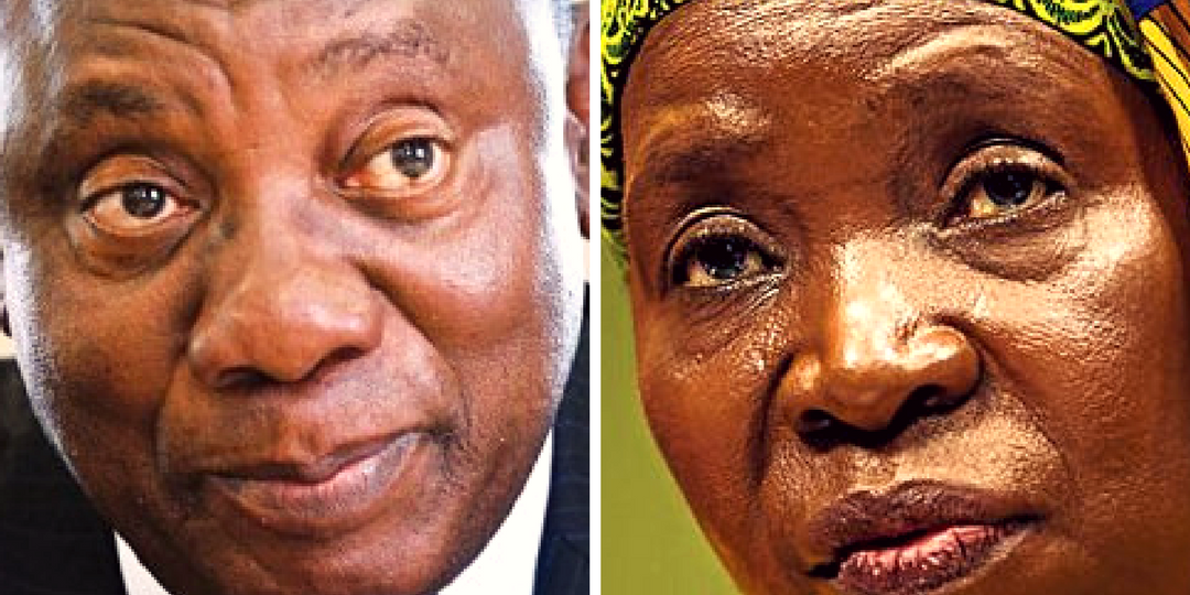 Cyril Ramaphosa (left) and Nkosazana Dlamini-Zuma (right)